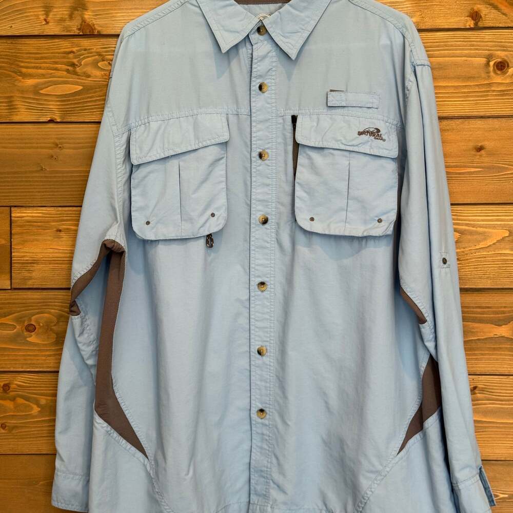 Natural Gear Men's Blue Vented Long Sleeve Fishing Shirt Large